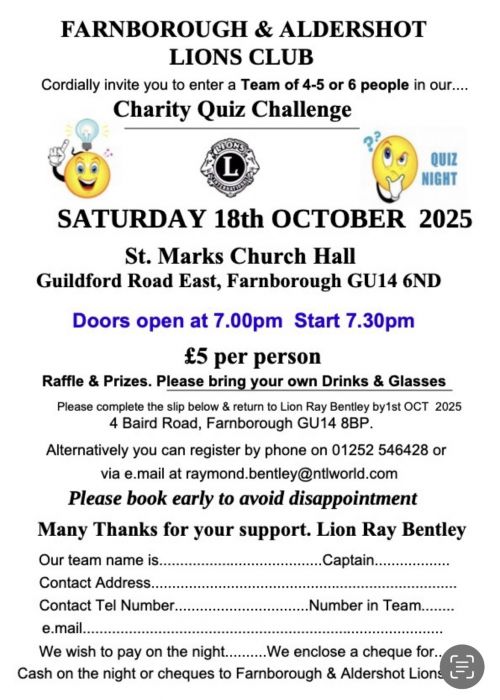 Charity Quiz October 2025