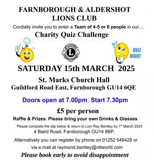 Click here for details of the March 2025 Quiz Night