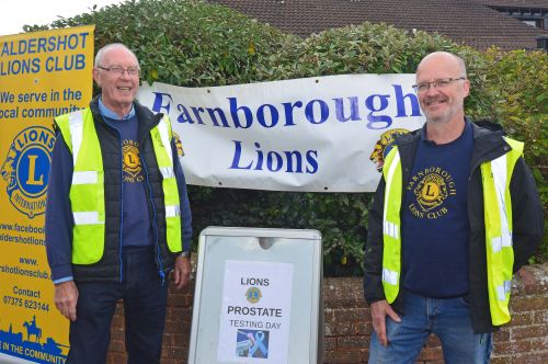 2 Farnborough & Aldershot Lions welcoming men from Rushmoor to the screening event 2 Farnborough & Aldershot Lions welcoming men from Rushmoor to the screening event